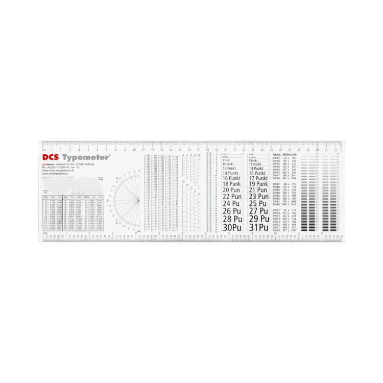 Narzędzie do pomiaru czcionki - typometr DCS Typometer 10.020
