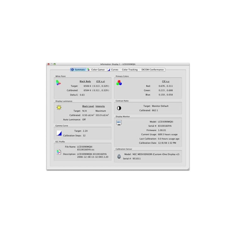 Oprogramowanie do kalibracji monitora NEC SpectraView II