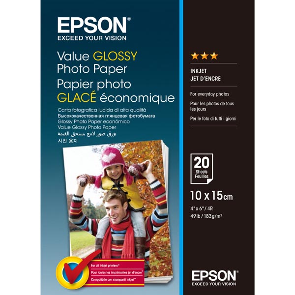 Papier fotograficzny EPSON Value Glossy Photo C13S400037 - 10x15 cm 20 arkuszy