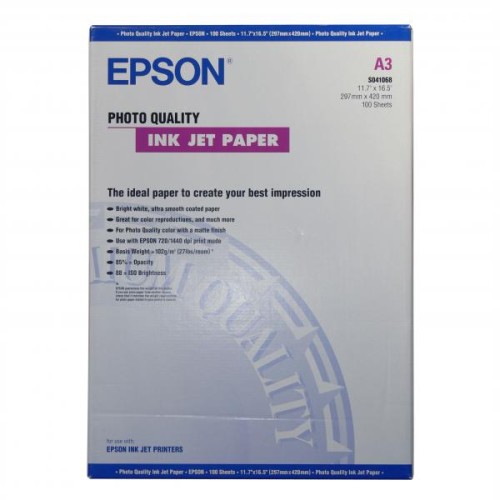 Papier fotograficzny EPSON Photo Quality InkJet Pa C13S041068 - A3 100 arkuszy