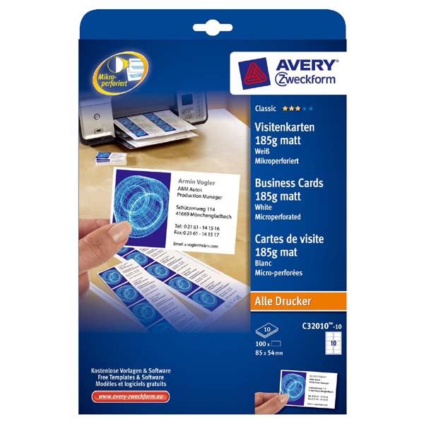 Papier AVERY C32010-10 - A4, 185 gsm