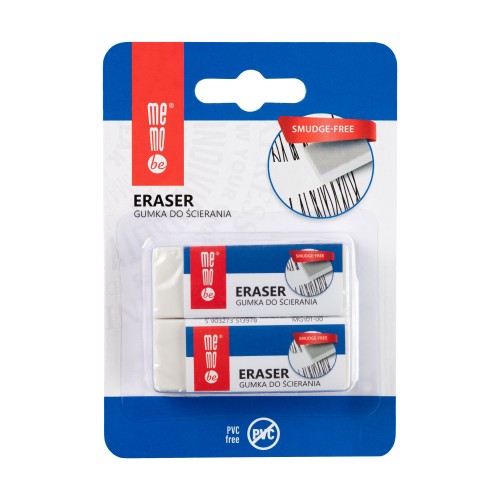 Gumka do mazania MemoBe biurowa biała 2 szt. blister