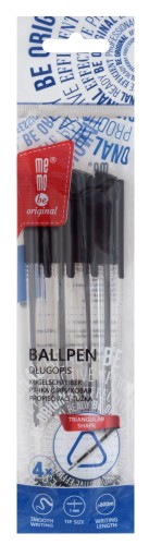 Długopis biurowy przezroczysty 1 mm MemoBe czarny 4 szt. etui