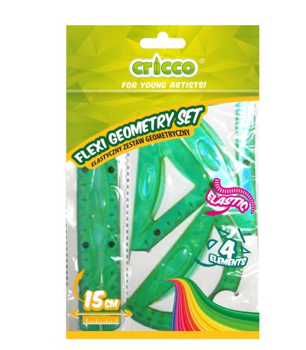 ZESTAW GEOMETRYCZNY CRICCO FLEXI Z LINIJKĄ 15 CM