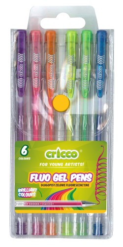 DŁUGOPISY ŻELOWE FLUORESCENCYJNE CRICCO6-KOL. ETUI