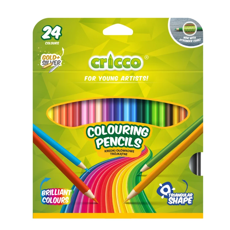 KREDKI CRICCO TRÓJKĄTNE 24 KOL. MIX WZORÓW