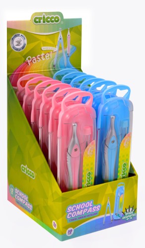 CYRKIEL SZKOLNY CRICCO Z GRAFITAMI, PASTEL, ETUI