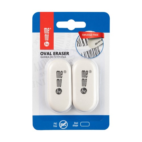 Gumka do mazania MemoBe Oval biała 2 szt. blister