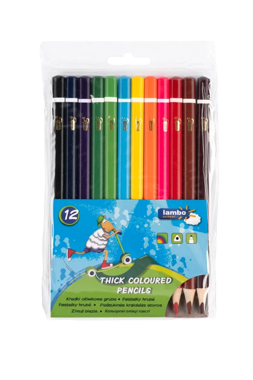 KREDKI LAMBO SCHOOL TRÓJKĄTNE GRUBE 12 KOL. ETUI