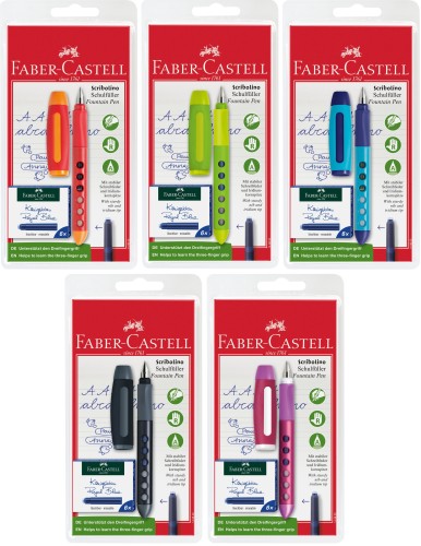 PIÓRO WIECZNE SCRIBOLINO DLA PRAWORĘCZNYCH + 6 NABOI BLISTER FABER-CASTELL