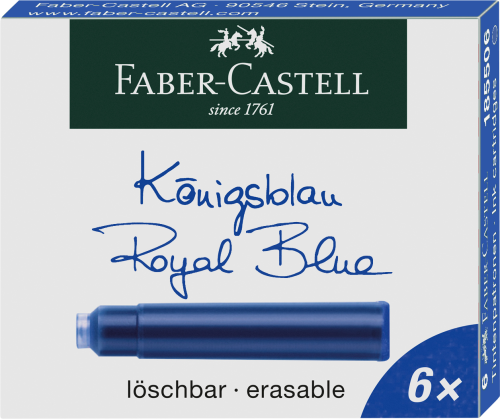 NABOJE ATRAMENTOWE KRÓTKIE NIEBIESKIE 6 SZT. KARTONIK FABER-CASTELL