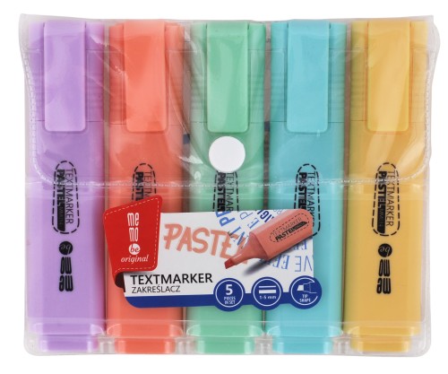 Zakreślacz MEMOBE, pastelowy, 5 kolorów etui