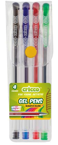 DŁUGOPISY ŻELOWE CRICCO 4-KOL. ETUI