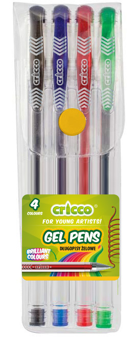 DŁUGOPISY ŻELOWE CRICCO 4-KOL. ETUI