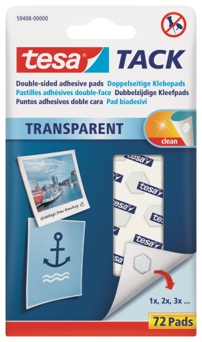 PŁATKI SAMOPRZYLEPNE TESA TACK 72 SZT. TRANSPARENTNE