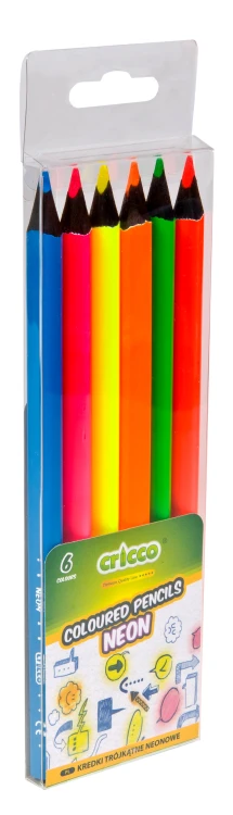 KREDKI CRICCO TRÓJKĄTNE 6 KOL. BLACK WOOD JUMBO NEONOWE ETUI