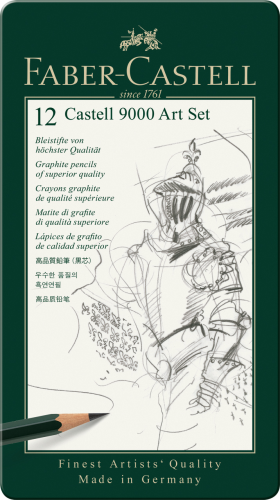 OŁÓWEK CASTELL 9000 ART 12 SZT. OPAKOWANIE METALOWE FABER-CASTELL
