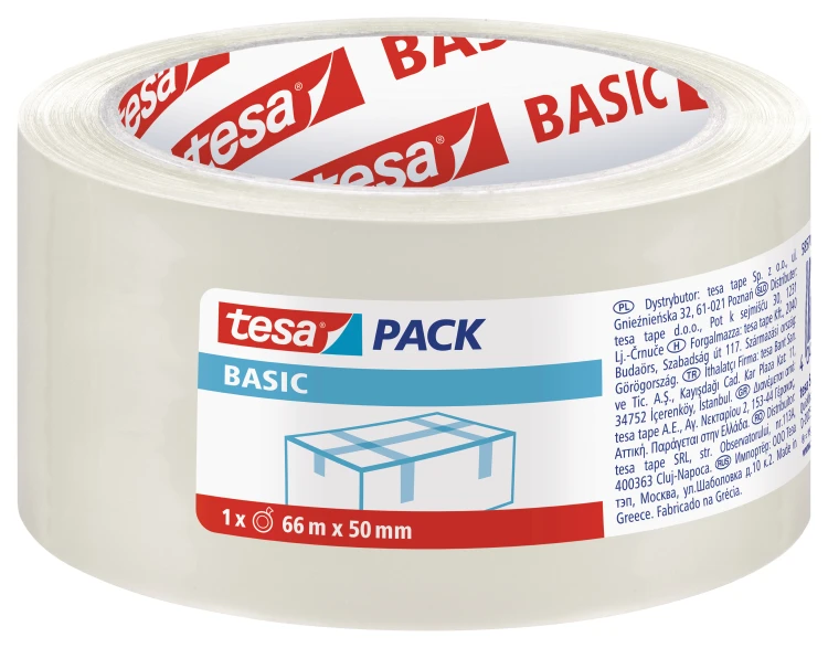 TAŚMA PAKOWA TESAPACK BASIC 66M X 50MM TRANSPARENT