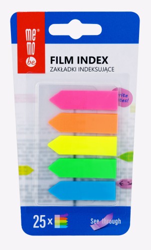 ZAKŁADKI INDEKSUJĄCE MEMOBE, PP, STRZAŁKI 12x45 MM, 5x25 SZT. BLISTER