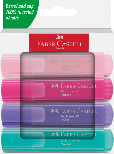 ZAKREŚLACZ 1546 4 KOL. PASTELOWEOPAKOWANIE KARTONOWE FABER-CASTELL