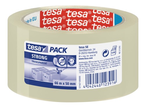 TAŚMA PAKOWA TESAPACK STRONG CICHA 66M X50MM TRANSPAREN