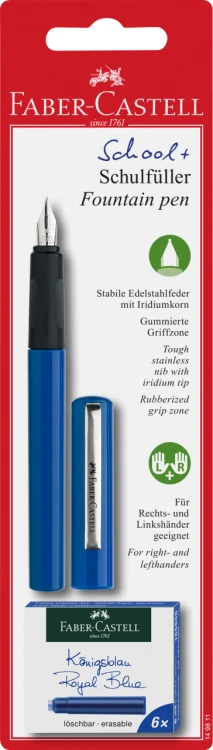 PIÓRO WIECZNE SZKOLNE NIEBIESKIE + 6 NABOI  FABER-CASTELL