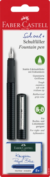 PIÓRO WIECZNE SZKOLNE CARBON LOOK + 6 NABOI  FABER-CASTELL
