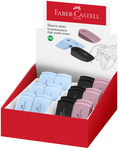 GUMKA SLEEVE MINI MIX.KOL.(CZARNY,NIEBIESKI, RÓŻOWY) FABER-CASTELL