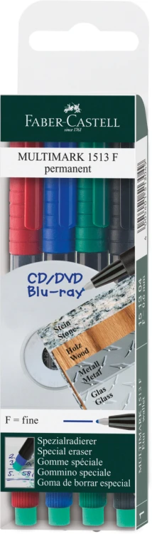 MULTIMARK OHP PERMANENTNY F 4 KOL. ETUI PLASTIKOWE FABER-CASTELL