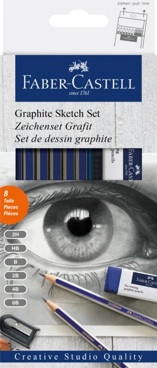 OŁÓWKI GOLD FABER 1222 6 SZT. +GUMKA+TEMPERÓWKA OPAKOWANIE KARTONOWE FABER-CASTELL