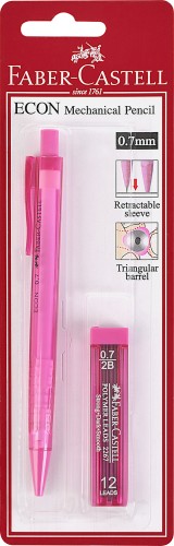 OŁÓWEK AUTOMATYCZNY ECONOMY 0.7 MM + WKŁADY RÓŻOWY BLISTER FABER-CASTELL