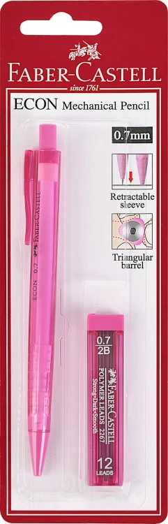OŁÓWEK AUTOMATYCZNY ECONOMY 0.7 MM + WKŁADY RÓŻOWY BLISTER FABER-CASTELL