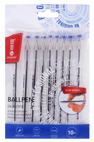 Długopis biurowy 0,7mm MemoBe niebieski etui 10 szt.