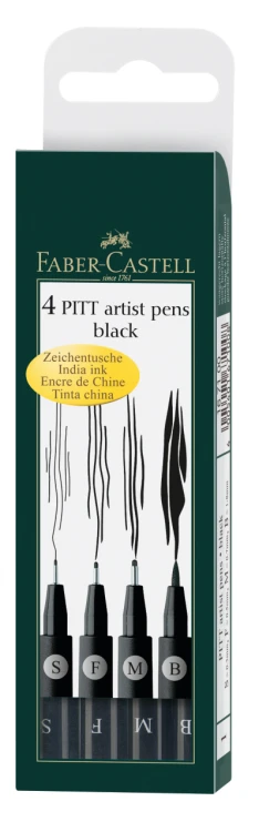 PITT ARTIST PEN CZARNY 199 ETUI 4 SZT. FABER-CASTELL