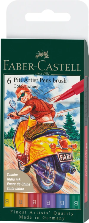 PITT ARTIST PEN B KOLORY PODSTAWOWE ETUI 6 SZT. FABER-CASTELL