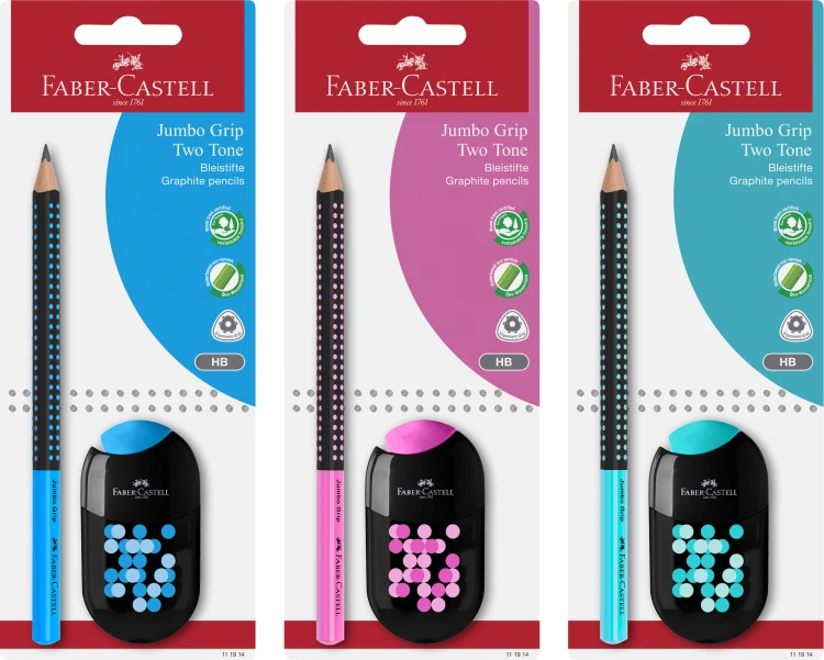 ZESTAW JUMBO GRIP TWO TONE OŁÓWEK+TEMPERÓWKA Z GUMKĄ FABER-CASTELL