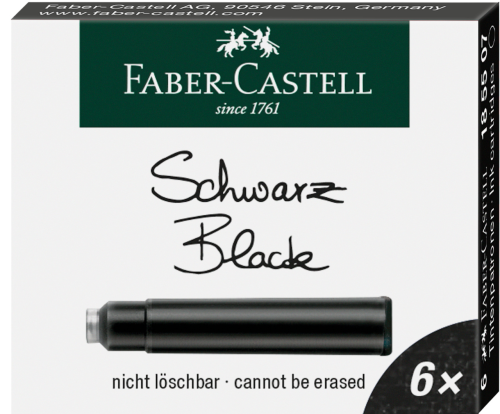 NABOJE ATRAMENTOWE KRÓTKIE CZARNE 6 SZT. KARTONIK FABER-CASTELL