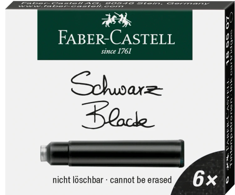 NABOJE ATRAMENTOWE KRÓTKIE CZARNE 6 SZT. KARTONIK FABER-CASTELL