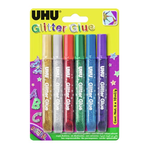 KLEJ BROKATOWY 6 KOL. X 10ML ORIGINAL BLISTER UHU