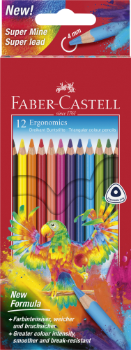 KREDKI TRÓJKĄTNE ERGONOMICS 12 KOL. GRAFIT 4MM FABER-CASTELL