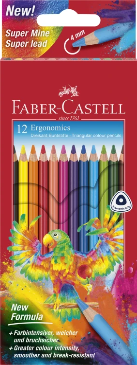 KREDKI TRÓJKĄTNE ERGONOMICS 12 KOL. GRAFIT 4MM FABER-CASTELL