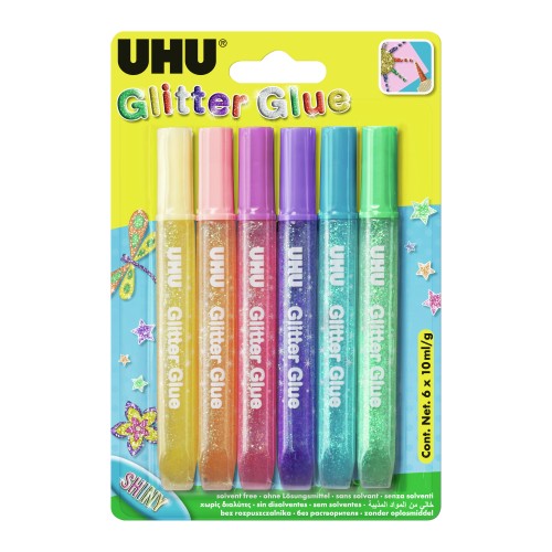 KLEJ BROKATOWY 6 KOL. X 10ML SHINY BLISTER UHU