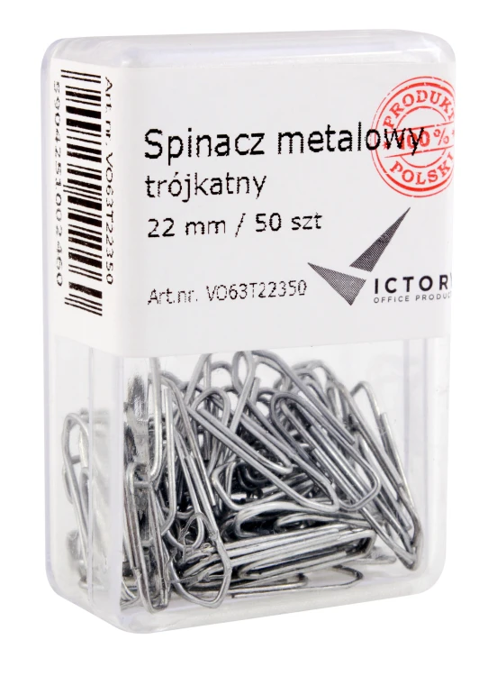 SPINACZ METALOWY TRÓJKĄTNY 45MM OP3 20SZT. VICTORY OFFICE