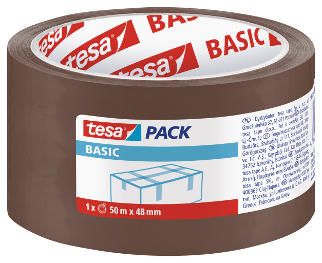 TAŚMA PAKOWA TESAPACK BASIC 50M X 48MM BRĄZOWA