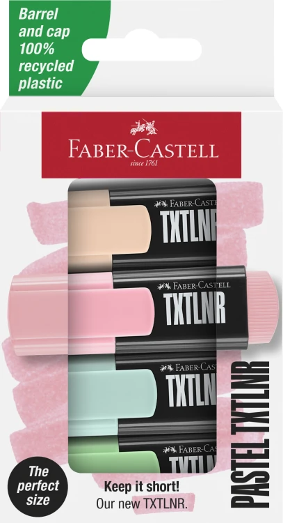 ZAKREŚLACZ MINI TXTLNR 4 KOL. PASTELOWE OPAKOWANIE KARTONOWE FABER-CASTELL