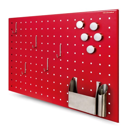 TABLICA MAGNETYCZNA BEZ RAMY MEMOBOARDS, CZERWONA Z OTWORAMI, 50x35 cm