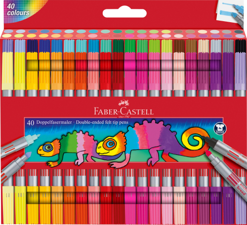 FLAMASTRY DWUSTRONNE 40 KOL. OPAKOWANIE KARTONOWE FABER-CASTELL