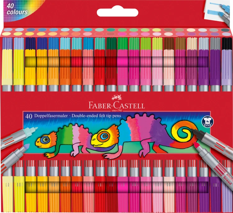 FLAMASTRY DWUSTRONNE 40 KOL. OPAKOWANIE KARTONOWE FABER-CASTELL