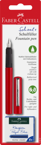 PIÓRO WIECZNE SZKOLNE CZERWONE + 6 NABOI  FABER-CASTELL