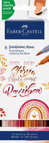 PISAK AKWARELOWY GOLDFABER AQUA DWUSTRONNY ZESTAW DO HANDLETTERINGU BOHO 6 SZT. FABER-CASTELL